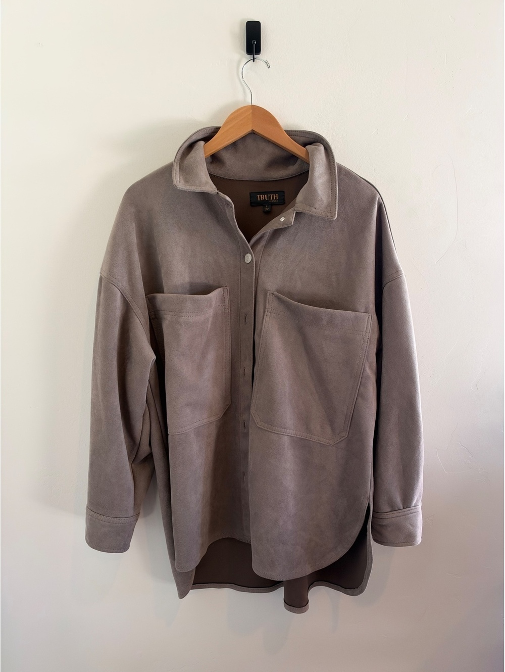Truth by Republic Taupe Faux Suede Oversized Shacket Size Large